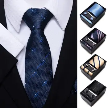 1set Mood Lips Tütarettevõtjate Cufflink Komplekt Meestele Necktie Holiday Gift Box Sinine Kuld Sobiks Tarvikud Slim Pulm Cravat