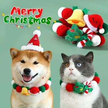 2023 Pet Palli Krae Palus Kangas Bell Jõulupuu Müts Värviline Kass ja Koer, Mütsid Sall Dekoratiivne Kett Loominguline lemmikloomatarbed