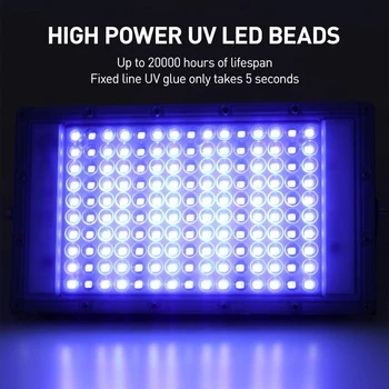 395nm LED UV Tulvaprožektor Ultraviolett-Fluorestsentsi Lava Lamp 50W 100W 150W 200W IP65 Veekindel Vastavalt EU Pistik Pool Blacklight