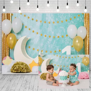 Avezano Sünnipäeva Baby Shower Taustaks Kuu Star Õhupalli Lill Decor Banner Fotograafia Taust Foto Stuudio Photozone