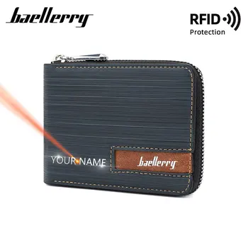 Baellerry Uus RFID Meeste Lühike Taskud Vaba Nime Graveerimine parima Kvaliteediga Tõmblukk-Kaardi Hoidik Meeste Rahakott Lihtne Mündi Tasku Mehe Rahakott