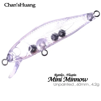 Chan'sHuang 30PCS Värvimata Toorikud Sööt 6cm 4.2 g Kõristid Flaoting Mini Lepamaim DIY Käsitöö Kunstlik Kalapüügi Peibutis Lahendada