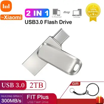 Eest Xiaomi 2-in-1 USB 3.0 2TB Metallist Pen Drive 1 TB Kkel-USB Flash Drives 512 GB Pendrive USB Memory Stick U 256GB 128GB Jaoks Töölaual