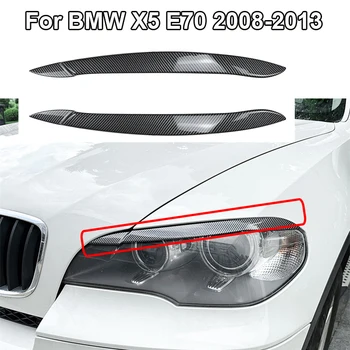 Läikiv must BMW X5 E70 2008-2013 Ees Esitulede Kulme Pea Valgus Lambi Kate Sisekujundus Esilaterna Silmalau Kleebis Kulm Ribad