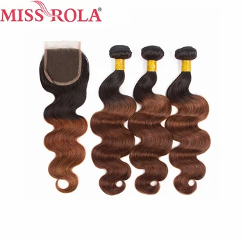 Miss Rola Juuksed Peruu Keha Laine Juuksed Kudumine 3 Kimbud Koos Lõpetamise T1B/33 Ombre Värvi 100% Human Hair Remy juuksepikendusi