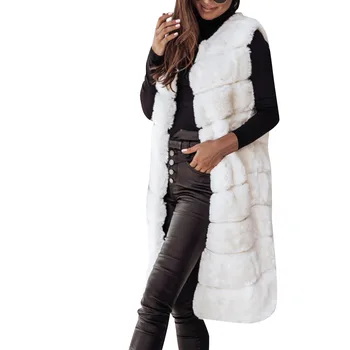 Naiste Vest Mantel Mood Talvel Uut Fake Fur Vest Naiste Soe Õmblemine Varrukateta Pikk Paksem Palus Mantel Temperament Cardigan