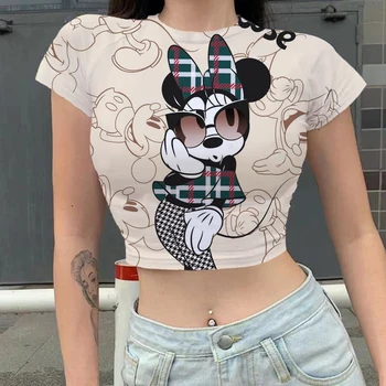 T-särgid Mood Naiste T-särk Seksikas Pidu Naiste Riided Disney Naine Pluusid 2022 Slim Fit Miki Hiir Minni 3D Cartoon Top