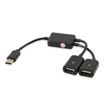 USB-C-Dual USB Female Adapter USB Y Splitter Cable USB-C Split Adapter Toetab XP / 7 / 8 / MACOS Süsteem