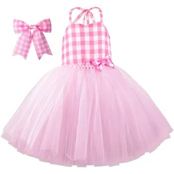 Väliskaubanduse Uus Barbie Kleit Tüdrukute Pettiskirt Roosa Tartan Seelik Barbie Sama Printsess Kleit Liblikas